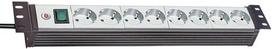 Brennenstuhl Premium-Line power strip, 8-outlet, 19"" format (black/light gray, 1.5U, 3 meters)