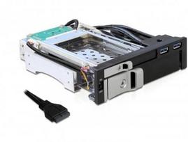 Delock 5.25-inch bay for 1 x 2.5" + 1 x 3.5" SATA (black, 2x USB 3.2)