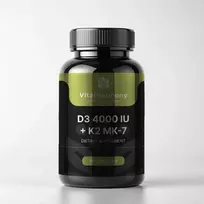 VitalHarmony Vitamin D3 4000 IU + K2 MK-7 – Didelio stiprumo kaulų ir imuniteto palaikymas