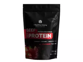 VitalHarmony Beef Protein 700g jautienos baltymai - Braškių