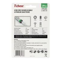 TCBEST įkraunamos R6 (AA) baterijos 1850 mAh su Type-C jungtimi + USB-A į 2 × Type-C laidas, 2 vnt.