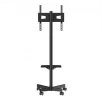 TV staliukas, mobilus reguliuojamo aukščio TV stovas su ratukais, 50.5x41.5x153.8 cm, juodas, plienas