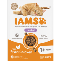 IAMS Hairball Control sausas maistas katėms nuo plaukų gumulėlių 0,8 kg