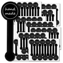 Dekoratyviniai lipdukai indeliams „Hand made“ 100 vnt., apsauginiai, DIY