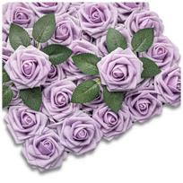 Dirbtinės rožės – dekoratyvinis 25 vnt. violetinių rožių rinkinys