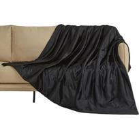 Jaukus Dvipusis Pliušinis Pledas Lovatiesė 200X200 Cm Juodas, 200x200 cm