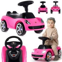 Vaikiškas paspirtukas automobilis su šviesomis, lengvas, Porsche Carrera GT, rožinis