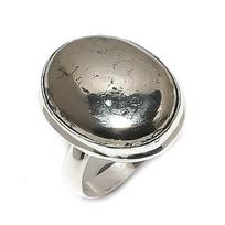 Natural Pyrite Agate Gemstone 925 Sterling Silver Jewelry Ring Size 9 ETC-11801