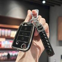 Mergaitiška raktų pakabuko apsauga su raktų grandinėle VW Volkswagen Golf 7 MK7 Tiguan MK2, SEAT Ateca Leon FR 2 Ibiza, Skoda Octavia, Rožinė juoda