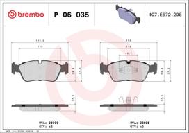 BREMBO Stabdžių kaladėlių komplektas XTRA LINE P 06 035X