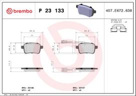 BREMBO Stabdžių kaladėlių komplektas XTRA LINE P 23 133X