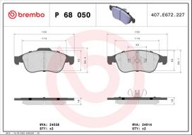 BREMBO Stabdžių kaladėlių komplektas XTRA LINE P 68 050X