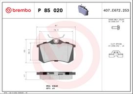 BREMBO Stabdžių kaladėlių komplektas XTRA LINE P 85 020X