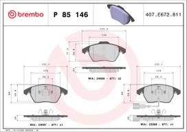 BREMBO Stabdžių kaladėlių komplektas XTRA LINE P 85 146X