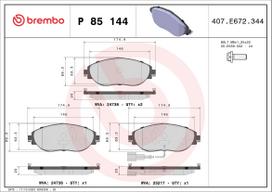 BREMBO Stabdžių kaladėlių komplektas XTRA LINE P 85 144X