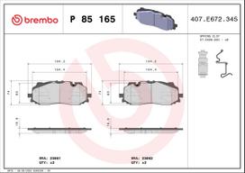 BREMBO Stabdžių kaladėlių komplektas XTRA LINE P 85 165X