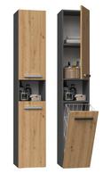 Topeshop NEL III ANT/ART bathroom storage cabinet Graphite, Oak
