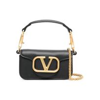 Valentino Locò Auksinis V logotipas Nuimamas slankiojantis grandinėlės odinė Baguette krepšys Per petį nešiojamas krepšys Mini moteriški krepšiai Juodas W2P0Z28ZXL0NO Box(Basic Set+Box)