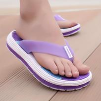 Summer Outdoor Flip-Flops, Soft and Comfortable Cool Sandals, Casual Beach Shoes with Striped Color Blocks 36 violetinė