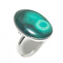 Natural Malachite Gemstone Handmade 925 Sterling Silver Jewelry Ring Size 9 ETC-8734