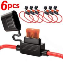 6 vnt. Inline automobilio mini ašmenų adapterio saugiklių laikiklis, apsaugotas nuo purslų, 12V 30A laidų atjungimo jungiklio lizdas, apsaugotas nuo drėgmės ir purslų