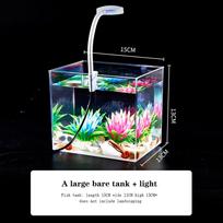PS Mažas žuvų bako akvariumo bakas su LED šviesos sieniniu filtru, neslystančiu pagrindu, kvadratinis akvariumo pradinis rinkinys svetainei S skaidri
