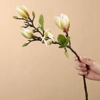 Tikro liesti dirbtiniai magnolijų stiebai Atsparūs blukimui Gėlių meno šilko magnolijų puokštė Rankų darbo 68CM Gėlių papuošalai žalia