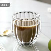 250ml Skaidrus Kavos Puodelis Dryžuotas Dvisienis Aukšto Borosilikatinio Stiklo Puodelis Pienui Sultims Kavai Vandeniui Kokteilių Viskiui 250-450ml