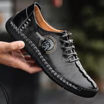 Vyriški Retro Atsipalaidavę Batai, Didelio Dydžio Rankų Darbo Tikros Odos Atsipalaidavę Batai Ankle Boots 38 juoda