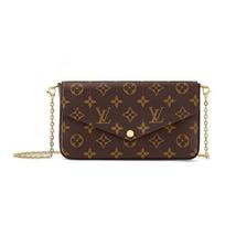 Louis Vuitton Pochette FéLicie Rudo Monogramos Drobės Moteriški Clutche M81896 Basic Set (Bag+Dust Bag)