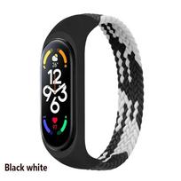 Strap for Mi band 7 8 6 5 Nylon Braided Solo Loop pulseira bracelet Miband4 Miband5 Miband6 Wristband xiaomi Mi band 4 3 5 6 7 8 Miband 5 6 7 L juoda balta spalva