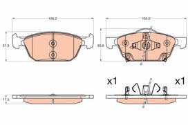 TRW Stabdžių kaladėlių komplektas Brake pad set GDB3600