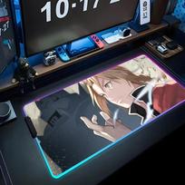 fullmetal alchemist Mouse Pad RGB Gaming Mousepad Big LED Pad PC Desk Mat Luminous Mouse Pad Large Keyboard Mats Table Rug With 600x300x3mm