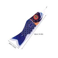 Japanese Fish Windsock Flag Traditional Carp Streamer Koinobori Banner Hanging Wind Sock Decoration Length For Garden Yard Bar mėlyna