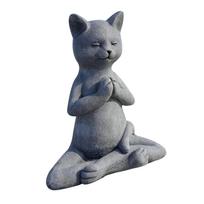 Kolekcijos Budos Katės Statulėlė Medituojančios Katės Figūrėlės Poza Dvasiniam Dekorui Dhyana Mudra Poza Joga 10x8x12cm WWO66