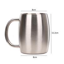 400 ml nerūdijančio plieno dvigubų sienelių alaus bokalas su rankena ir dangteliu, nešiojamas, skirtas biurui, kavai, pienui, puodeliai su dideliu pilvu, namų apyvokos gėrimų indai 400ml sidabras