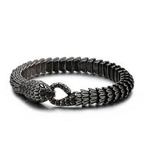 Fongten Punk Black Snake Link Chain Bracelets Bangle Stainless Steel Charm Hip Hop Personalised Men Women Jewelry 23cm