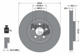 BENDIX Braking Stabdžių diskas Brake rotor BDS1504HC