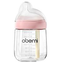 Oubani 210 ml ekscentrinis čiulptukas naujagimio stiklinis buteliukas nuo vidurių pūtimo, nuo spjaudymosi ir užspringimo kūdikių buteliukas 210ml rožinė