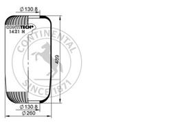 CONTITECH AIR SPRING Pneumatinės pakabos pagalvė 1421 N
