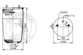 CONTITECH AIR SPRING Pneumatinės pakabos pagalvė 4007 N P03