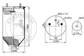 CONTITECH AIR SPRING Pneumatinės pakabos pagalvė 4022 N P02
