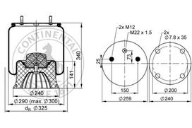 CONTITECH AIR SPRING Pneumatinės pakabos pagalvė 4022 N P03