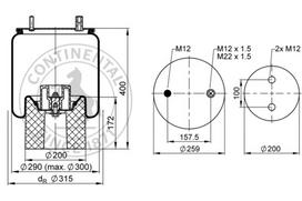 CONTITECH AIR SPRING Pneumatinės pakabos pagalvė 4157 N P09