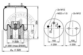 CONTITECH AIR SPRING Pneumatinės pakabos pagalvė 4157 N P14