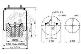 CONTITECH AIR SPRING Pneumatinės pakabos pagalvė 4157 N P18