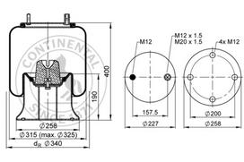 CONTITECH AIR SPRING Pneumatinės pakabos pagalvė 4159 N P03