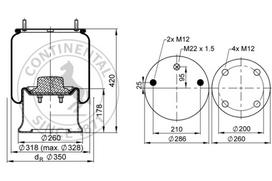 CONTITECH AIR SPRING Pneumatinės pakabos pagalvė 4023 N P03