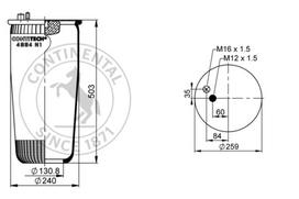 CONTITECH AIR SPRING Pneumatinės pakabos pagalvė 4884 N1 P01