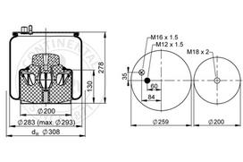 CONTITECH AIR SPRING Pneumatinės pakabos pagalvė 4884 N1 P26